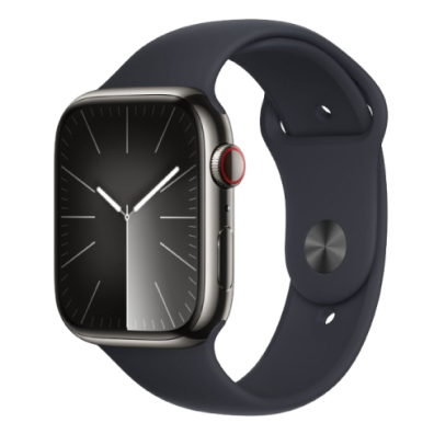 Apple Watch Series 9 GPS + Cellular 45mm Stainless Steel Case with Sport Band - S/M | Bite