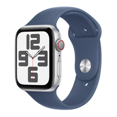 Apple Watch SE GPS + Cellular 44mm Silver Aluminium Case with Denim Sport Band - M/L | Bite