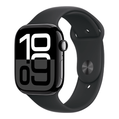 Apple Watch Series 10 GPS + Cellular 46mm Jet Black Aluminium Case with Black Sport Band - M/L | Bite