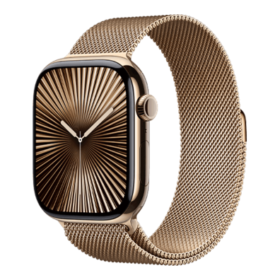 Apple Watch Series 10 GPS + Cellular 46mm Gold Titanium Case with Gold Milanese Loop - S/M | Bite