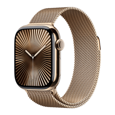 Apple Watch Series 10 GPS + Cellular 42mm Gold Titanium Case with Gold Milanese Loop | Bite