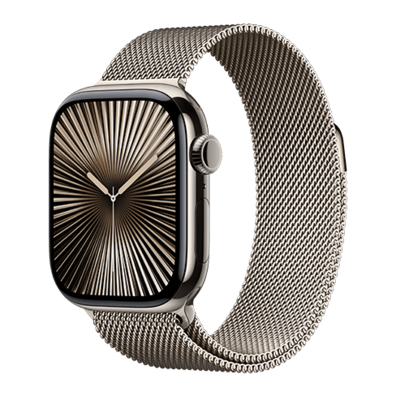 Apple Watch Series 10 GPS + Cellular 42mm Natural Titanium Case with Natural Milanese Loop | Bite