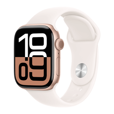 Apple Watch Series 10 GPS + Cellular 42mm Rose Gold Aluminium Case with Light Blush Sport Band - S/M | Bite