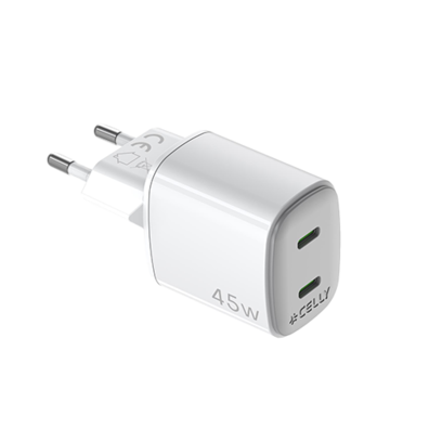 Wall Charger 45W 2xUSB-C, by Celly | Bite