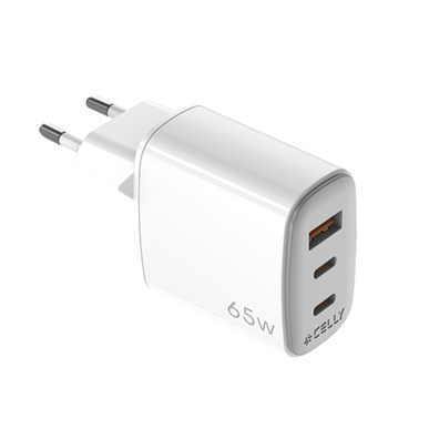 Wall Charger 65W USB, 2xUSB-C, by Celly | Bite
