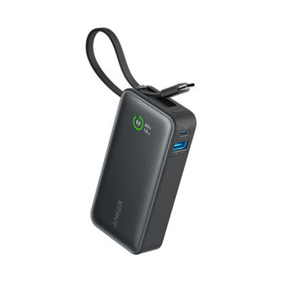 Anker Nano Power Bank 10000 mAh, 30W, Built-In USB-C Cable Black | Bite