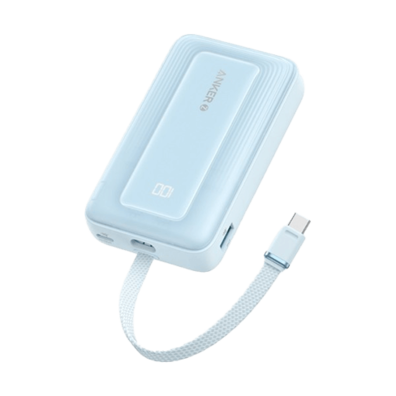 Anker Power Bank 10000 mAh, 30W, Built-In USB-C Cable Blue | Bite