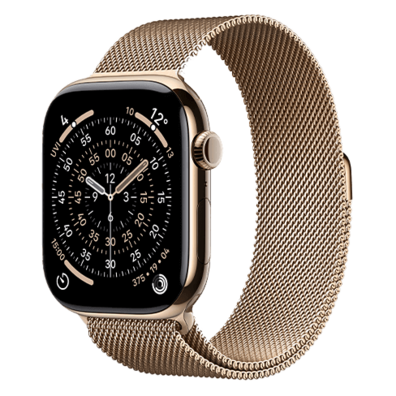 Apple Watch Series 11 GPS + Cellular 46mm Gold Titanium Case with Gold Milanese Loop - M/L | Bite