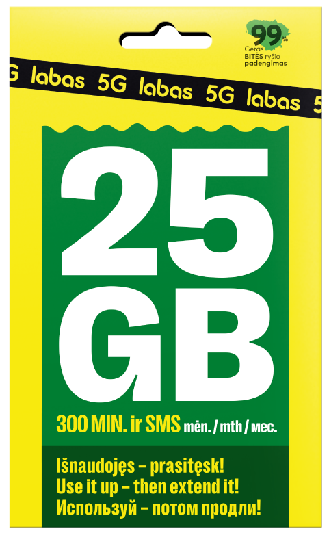 Labas Pakuotes LABAS pakuotė 25 GB + 300 MIN. | LABAS - labiausiai už tave
